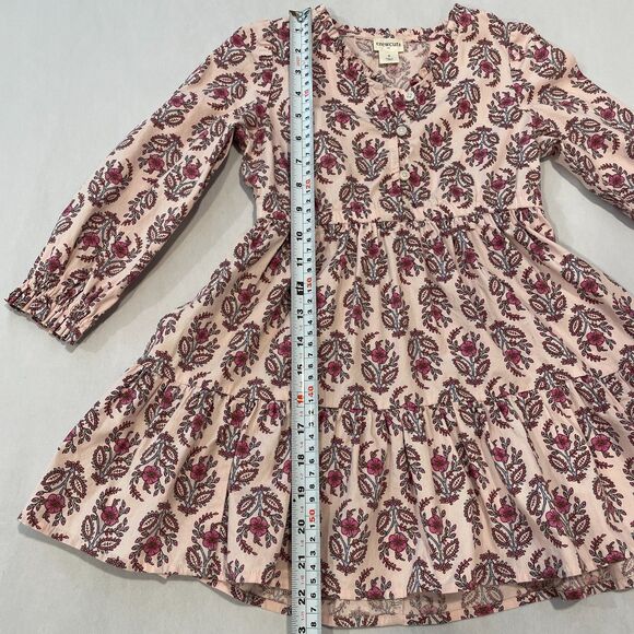 ~ crewcuts Sz 5 Floral Dress J.Crew Tiered Ruffles Pink Blue Button Front Crew - Picture 6 of 12